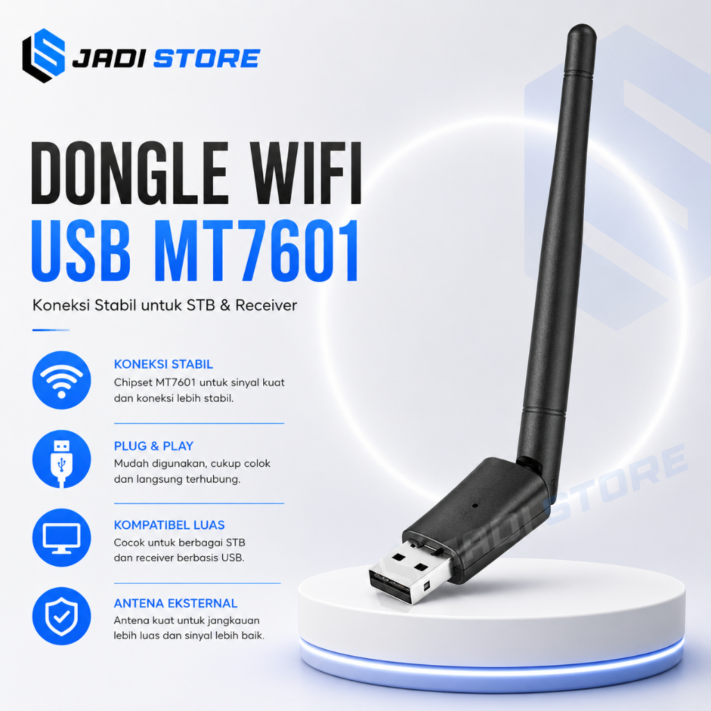 Dongle WiFi USB STB MT7601 Adapter Wireless untuk Set Top Box Matrix Luby Advance Welhome Receiver A