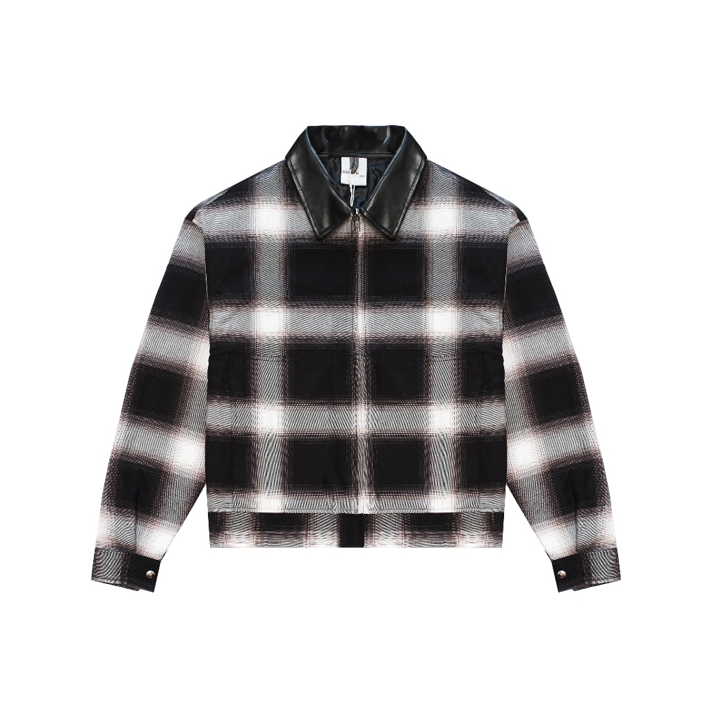 Growth Casual - Leather Cuff Midnight Ivory Flannel Jacket