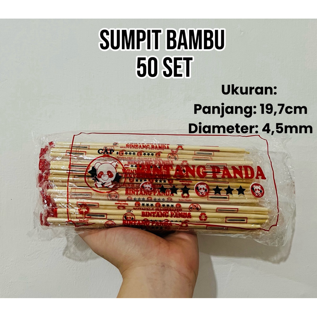[50 set) Sumpit Panda Bambu Higienis / Sumpit Bambu