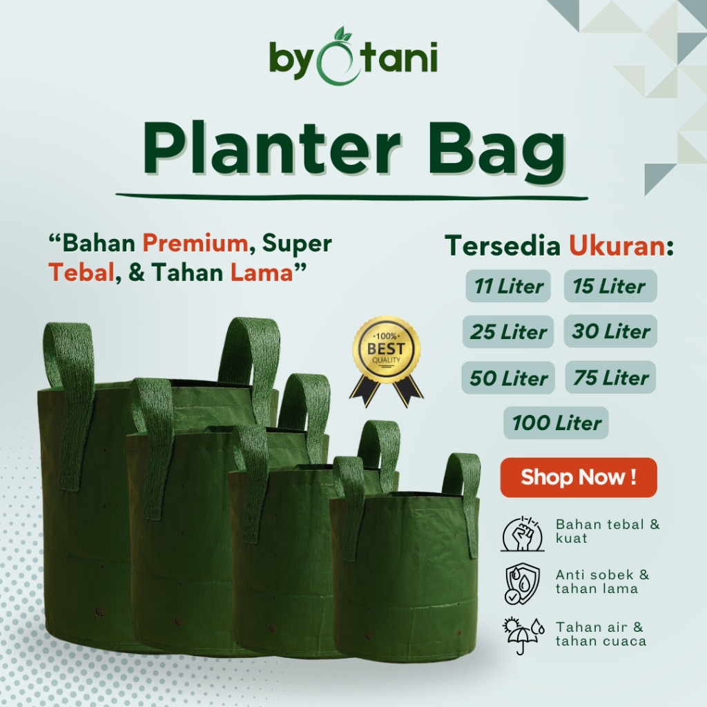 Planter Bag 11 15 25 30 50 75 100 Liter - Pot Tanaman Polybag Semai Benih Bibit - Polybag Kain Tebal