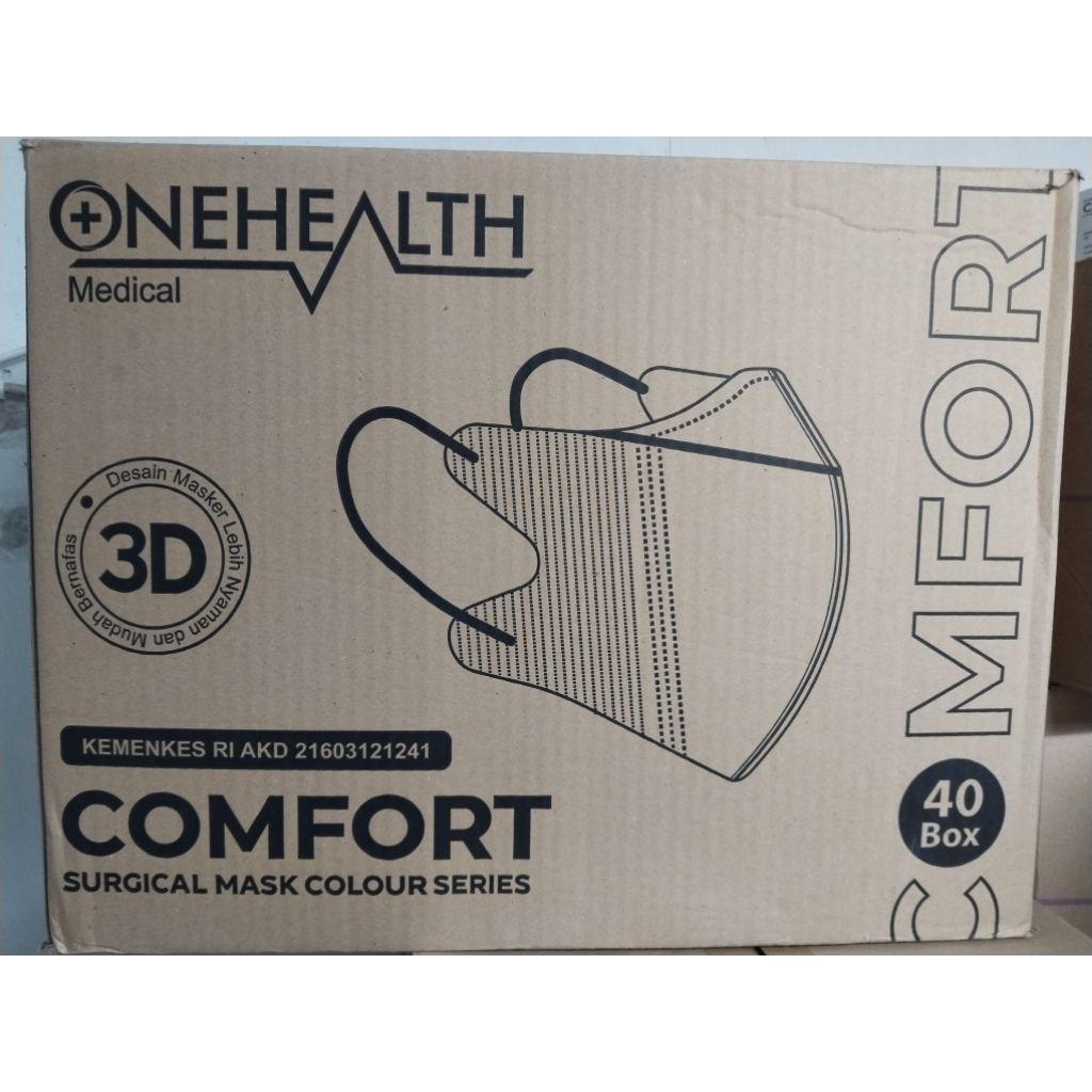 MASKER DUCKBILL COMFORT 3D MEDIS ONEHEALT / MASKER MEDIS DUCKBILL 3 PLY Kemasan 1 Karton