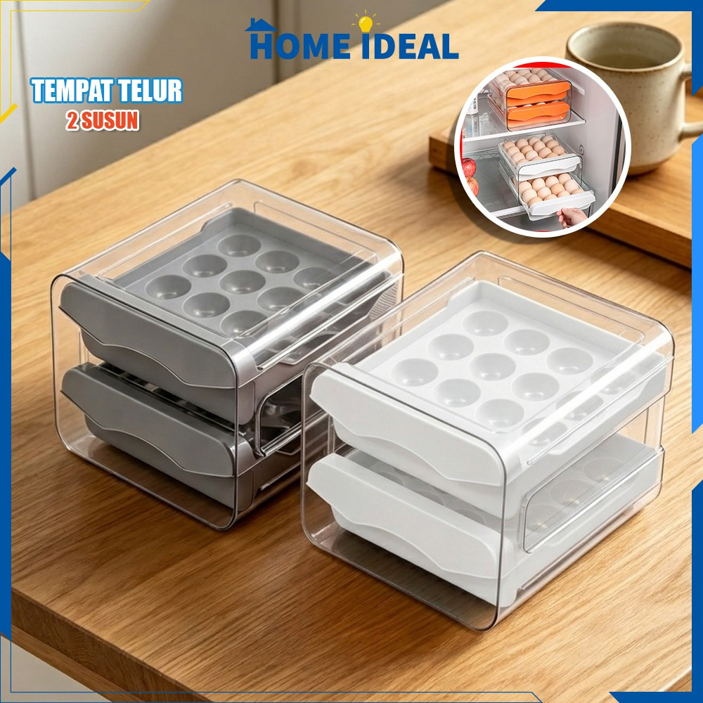 Tempat Telur 2 Tingkat Egg Storage Box Organizer Rak Serbaguna / Rak Telur 2 Susun Kotak Telur / Box