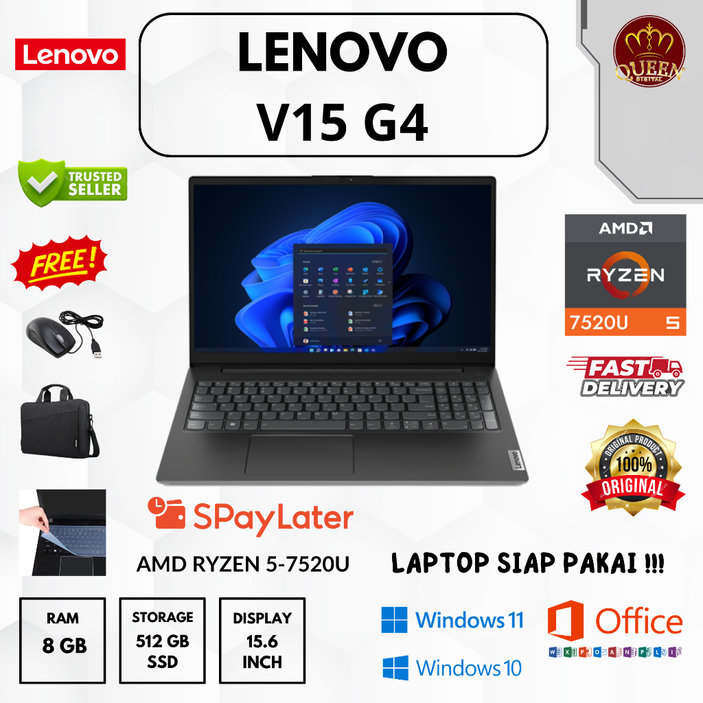 LENOVO V15 G4 | AMD RYZEN 5-7520U | 8GB RAM | SSD 512GB | 15.6 INCH