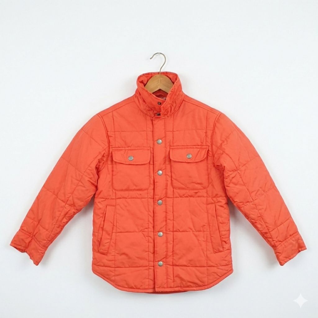 Pakaian Musim Dingin Orange Quilted Padded Outer Pria Wanita