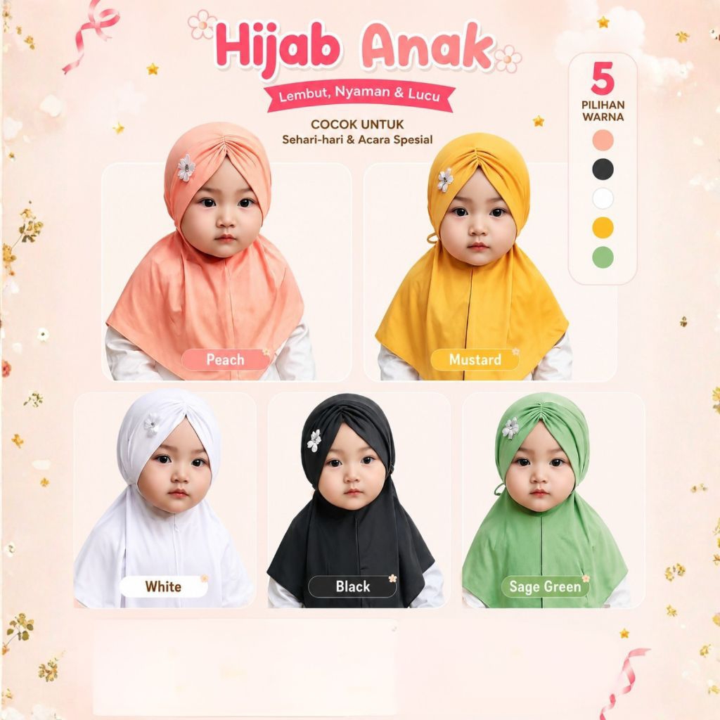 Hijab anak bayi.1/2.2/5.tahun