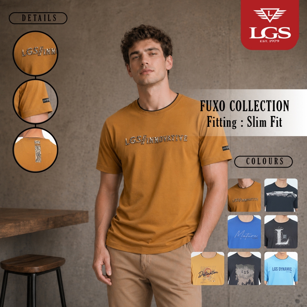 LGS - Fuxo Collection - Kaos Pria - T-Shirt Cowok - Gambar Sablon - Multi Warna - Slim Fit - JTS.322
