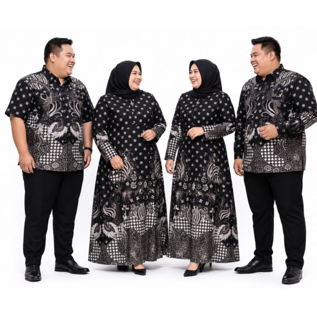 GAMIS COUPLE BATIK ABU-ABU SARIMBIT COUPLE BAJU MUSLIM GAMIS