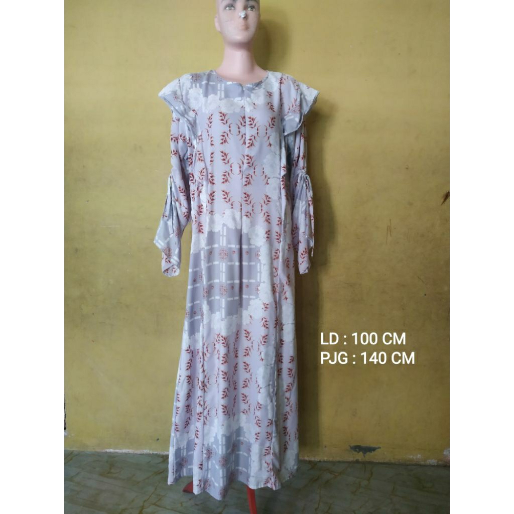 GAMIS MOTIF BUNGA ABU ABU