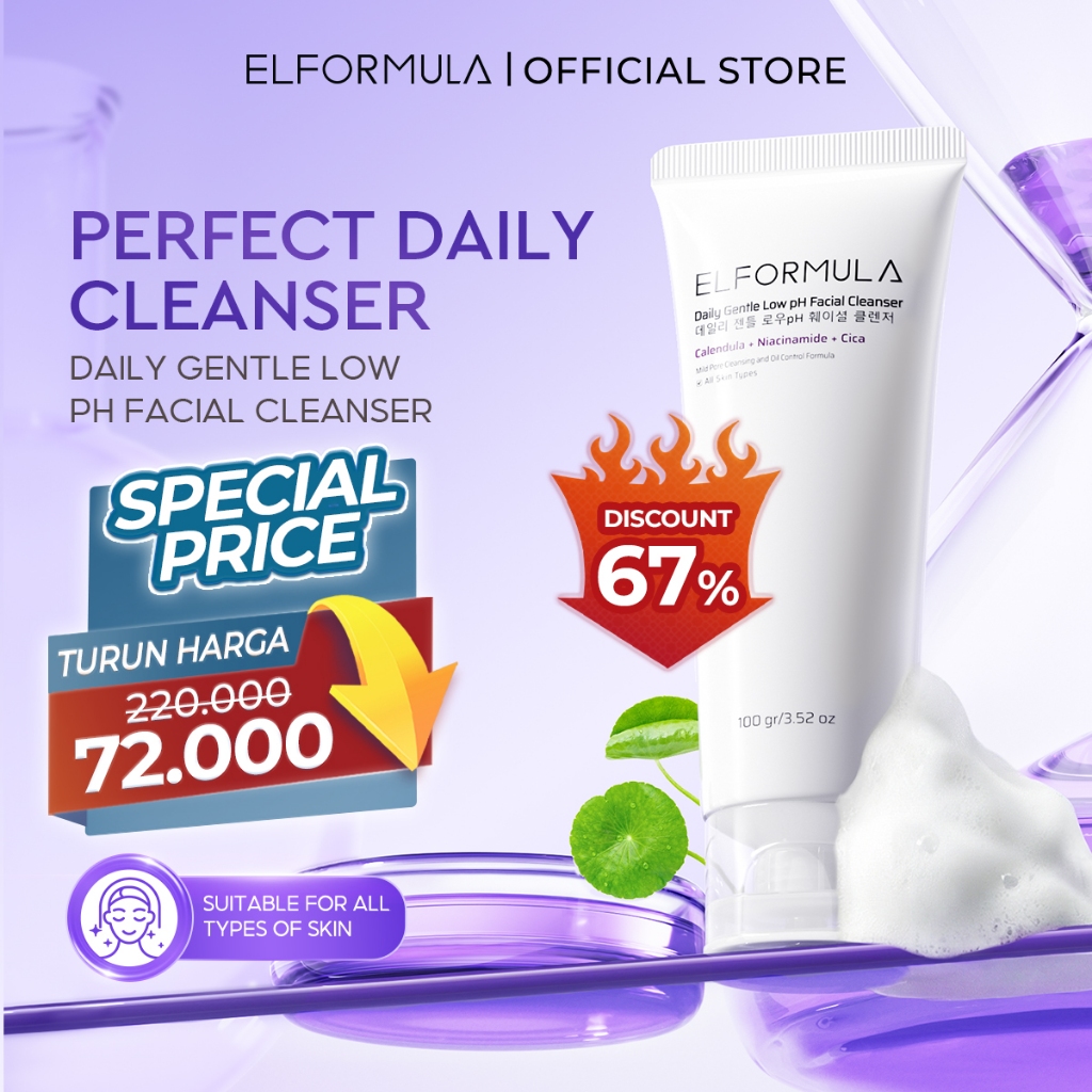 [TURUN HARGA] ELFORMULA Daily Gentle Low pH Facial Cleanser - Face Wash Facewash Sabun Cuci Muka Acn
