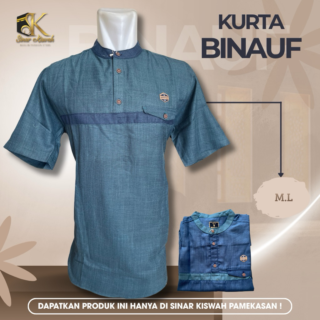 BAJU KOKO KURTA BINAUF LENGAN PENDEK