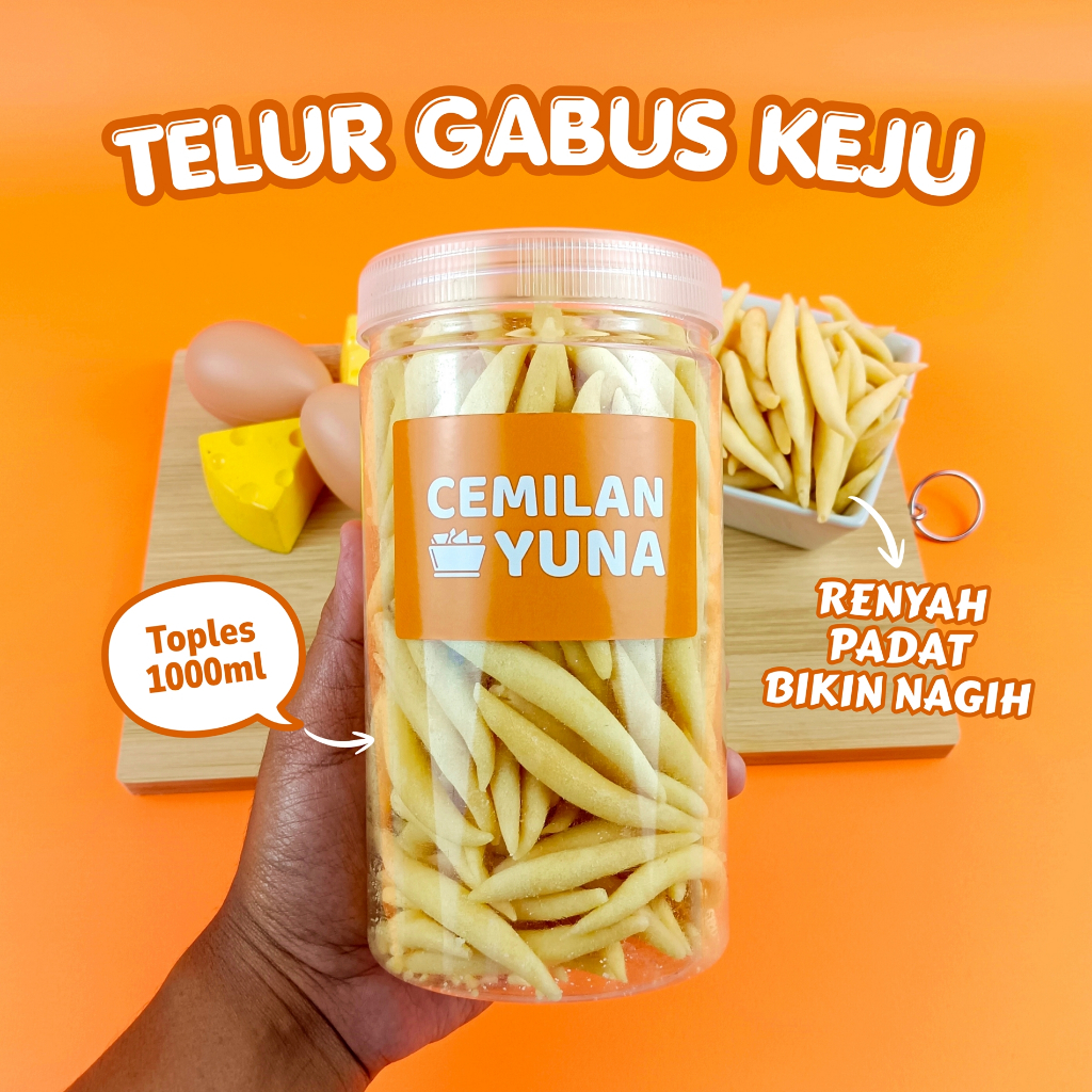 Telur Gabus Keju Padat Renyah Bikin Nagih Kemasan Toples 1000ml