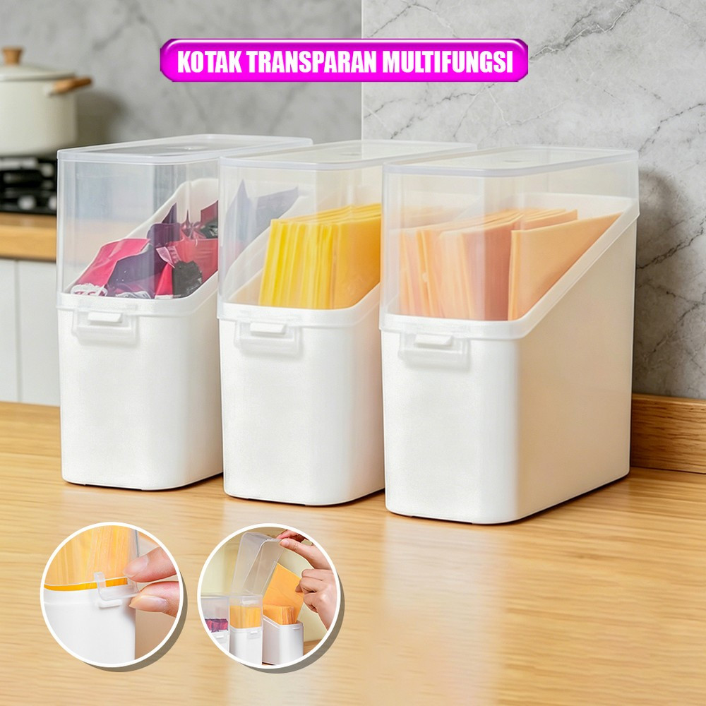 Kotak Box Transparan Penyimpanan Pintu Kulkas Keju Slice / Box Organizer Wadah Bumbu Saos Kopi Sache