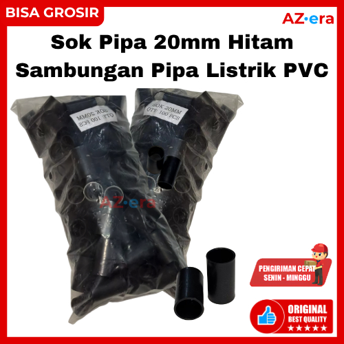 Sok Pipa Listrik 20mm Hitam Sambungan Pipa PVC Conduit Instalasi Listrik