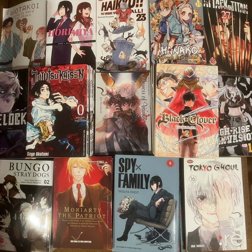 PRELOVED-Manga (bisa nego), Bluelock, Jujutsu Kaisen, SpyXFamily, Attack on Titan, Haikyuu, Black Cl