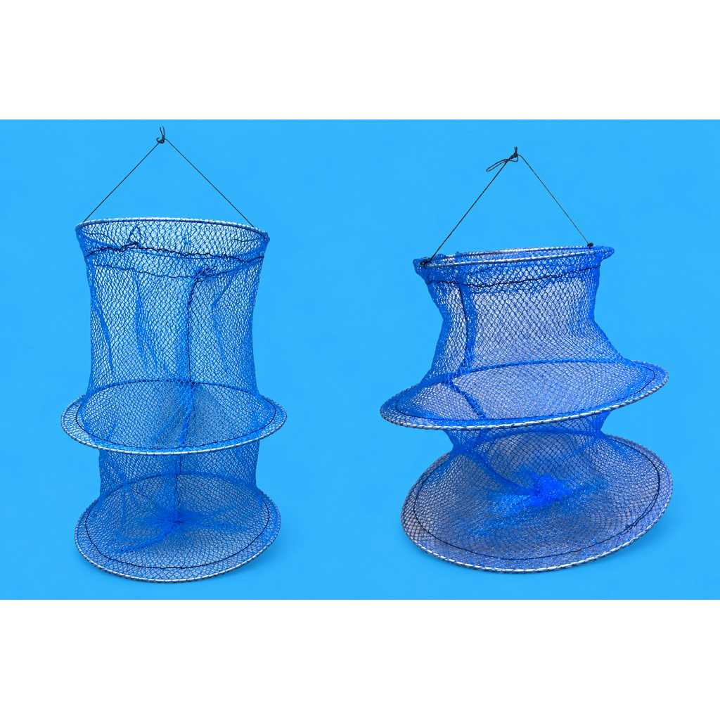 Korang Tempat ikan 25x15cm Dua Ring Biru Waring Bahan Tebal