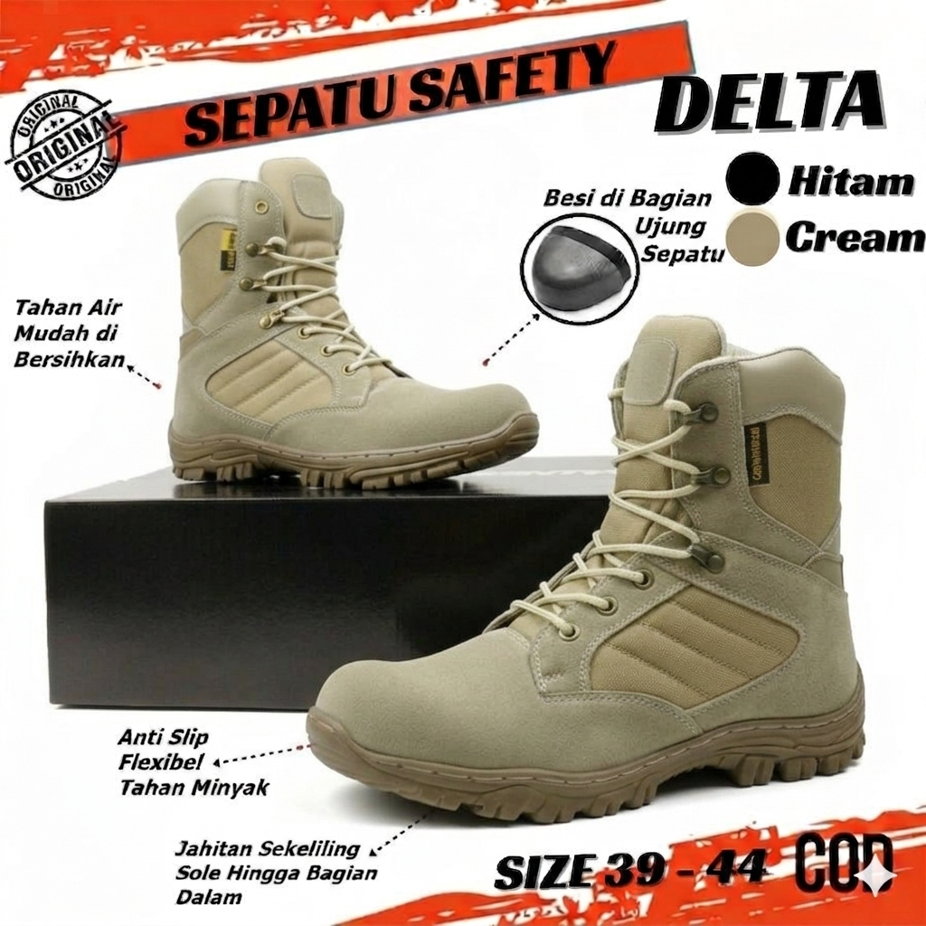 SEPATU SAFETY BOOTS PRIA KULIT CHEAP SAFETY TINGGI SEPTI BOOT BOT SEPTY BOTS SEFTY KERJA LAPANGAN
