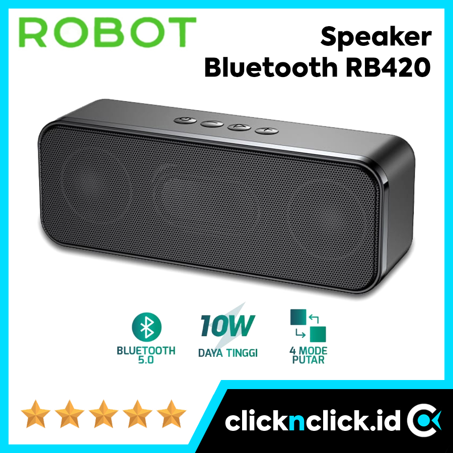 ROBOT RB420 - Speaker Portable Bluetooth BT5.0 Wireless 10W Bass Subwoofer Audio Stereo TWS Spiker S