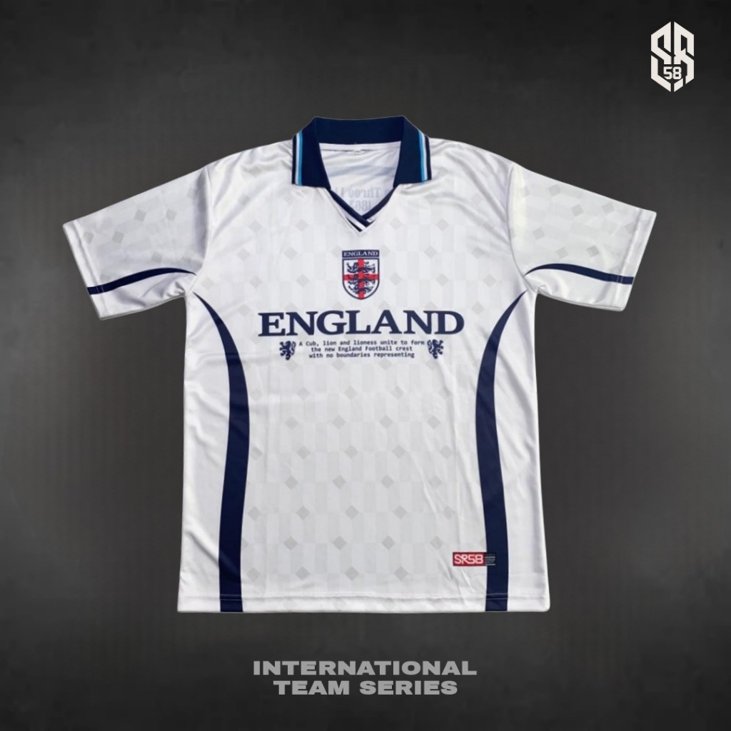 Jersey Retro Fantasy England Piala Dunia 2026 Kerah Rib Jersey Vintage England Pria Wanita