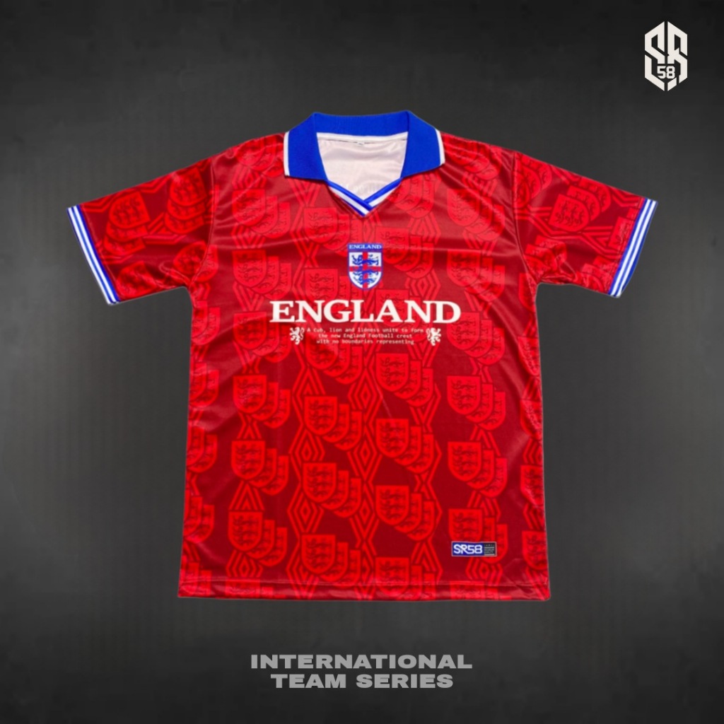 Jersey Retro Fantasy England Piala Dunia 2026 Kerah Rib Jersey Vintage England Unisex