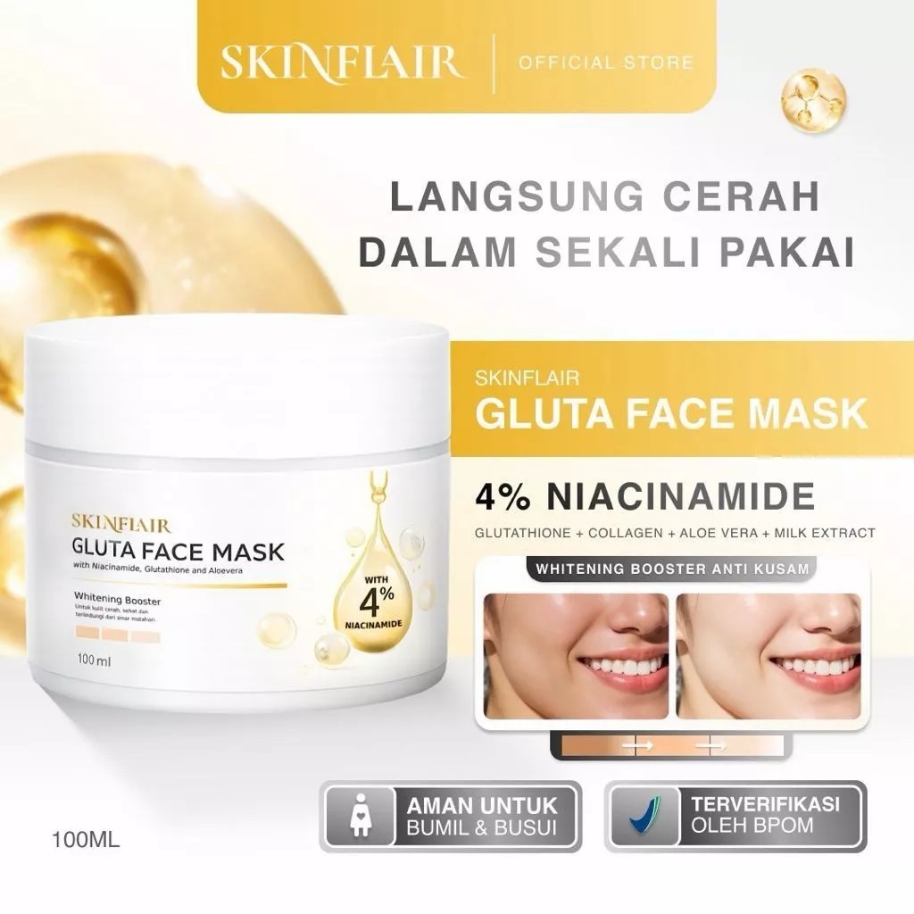 SKINFLAIR Gluta Face Mask Whitening Booster 100ml | Masker Wajah Skinflair | Asisten Cantik