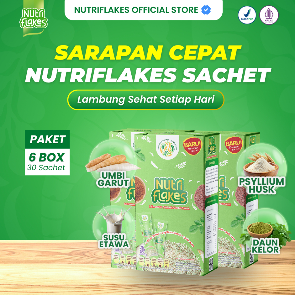 Kemasan Sachet Nutriflakes Paket 6 Box Sereal 900 gram