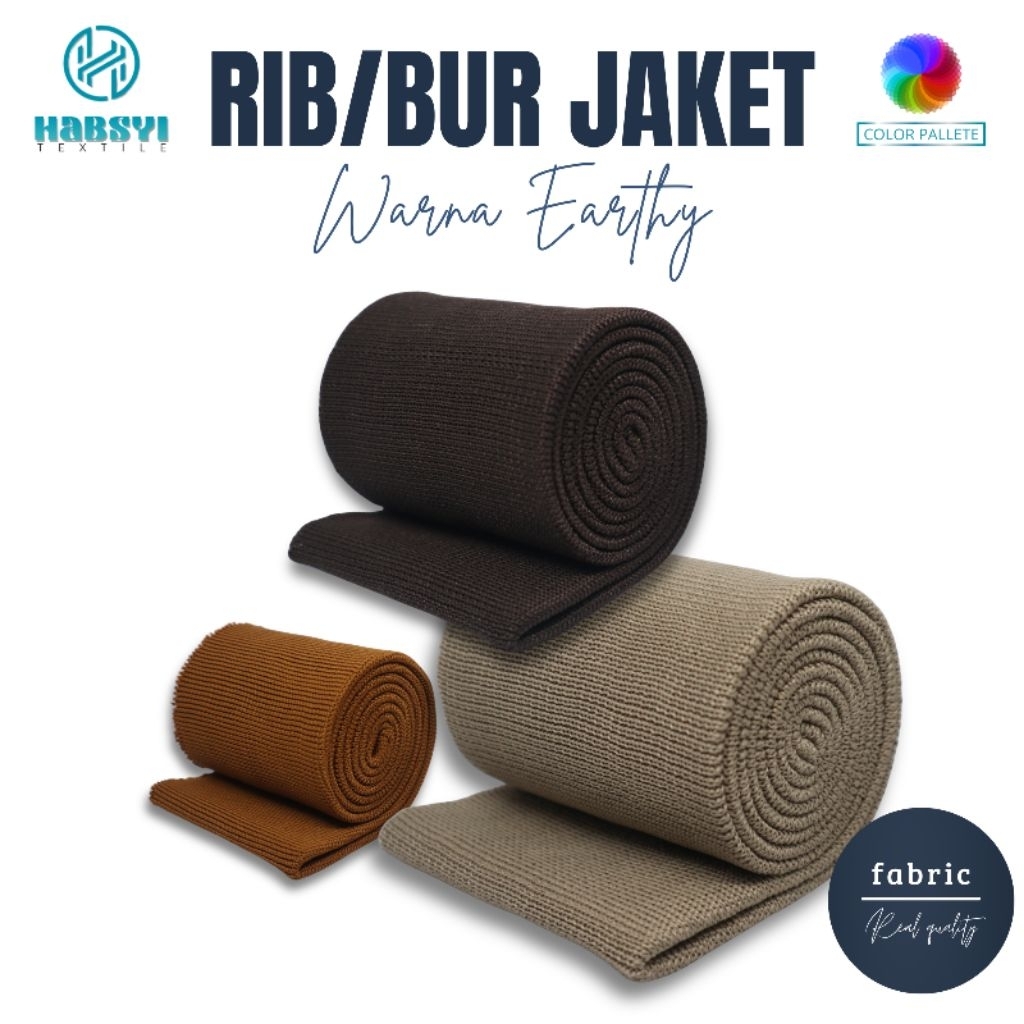 Warna Earthy | Rib Bur Jaket Rajut 1x1 Polos Polyester Kualitas Tinggi