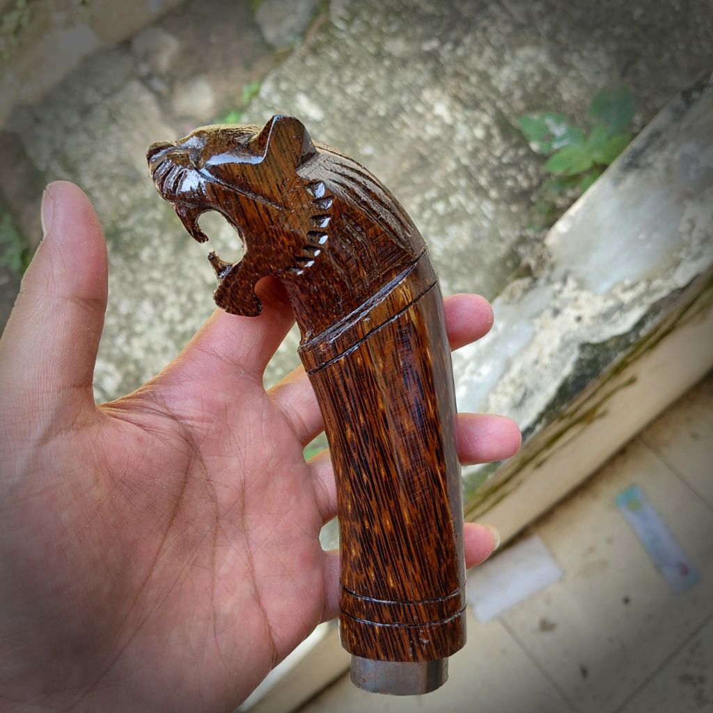 Handle / gagang motif macan kayu ruyung / aren