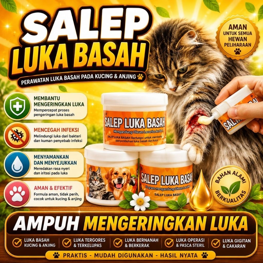 SALEP LUKA BASAH - Obat Luka Kucing Penghilang Borok Bekas Luka Kucing Pencegah Infeksi Luka Kucing