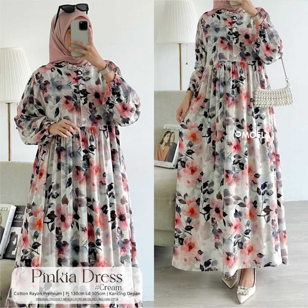 Orane Alura Floini Dress Original Moela Gamis Allsize Katun Rayon Premium Motif Bunga Original Moela
