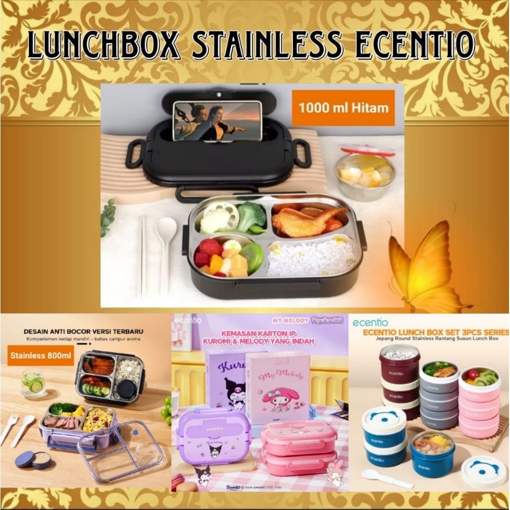 Lunch Box Stainless 1000ml Ecentio / Kotak Makan Stainless