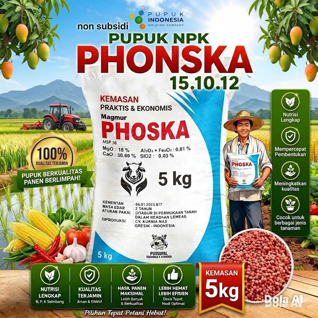 Pupuk PHONSKA Kemasan 5 kg, Pupuk NPK PHONSKA, Pupuk NPK PHOSKA