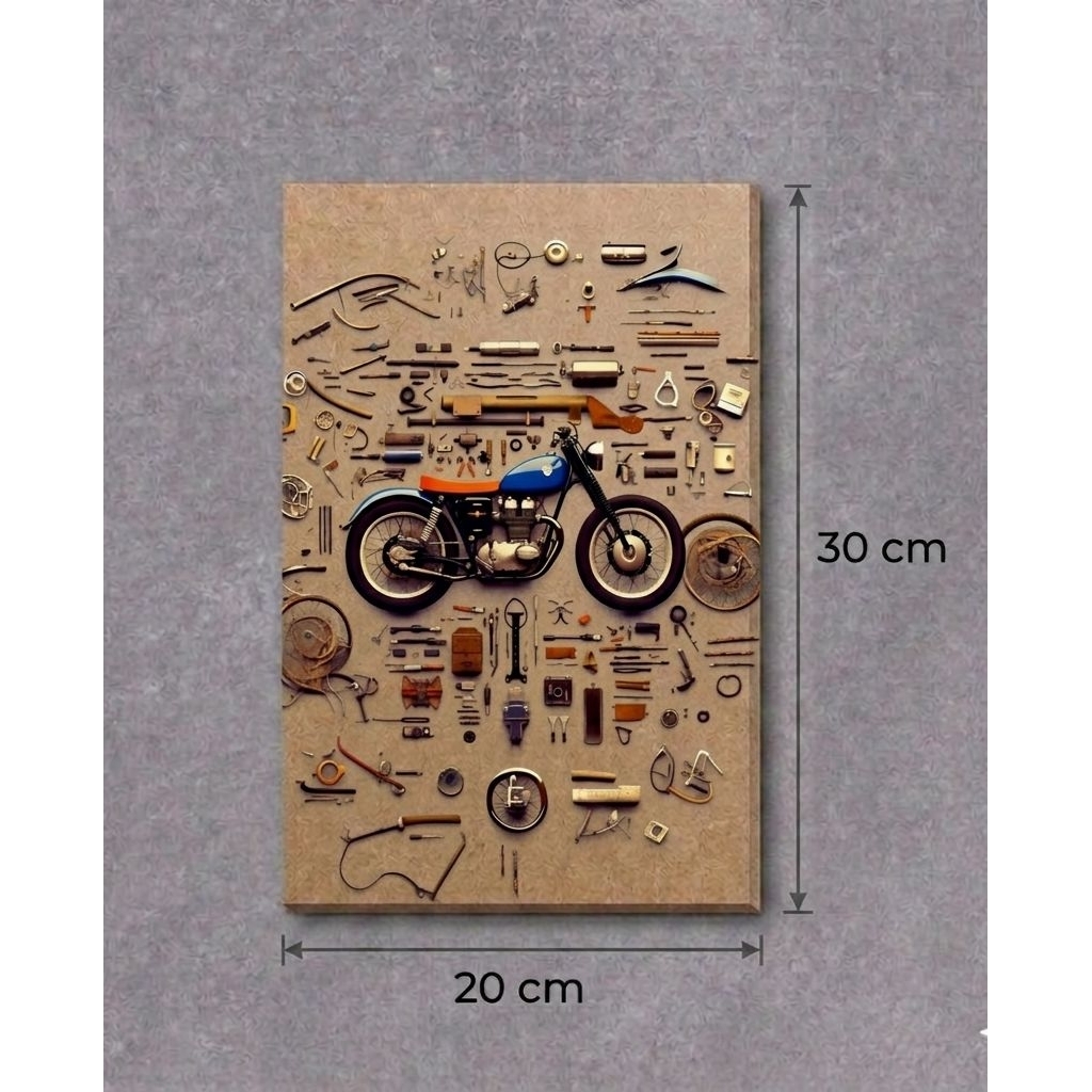 Hiasan Dinding Wall Decor Poster Kayu MDF Tema Otomotif Motor Klasik Vintage Ukuran 20x30cm Dekorasi