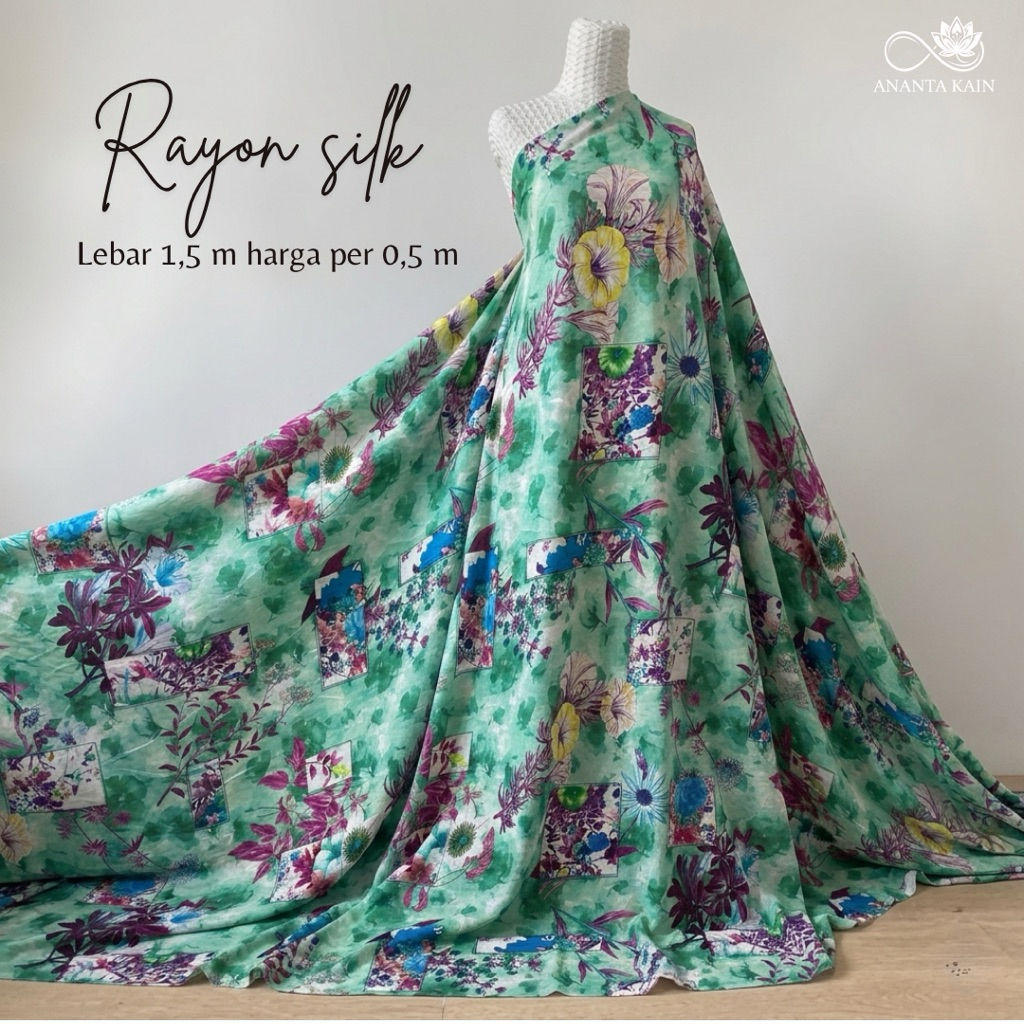 kain katun rayon silk premium motif bunga vintage