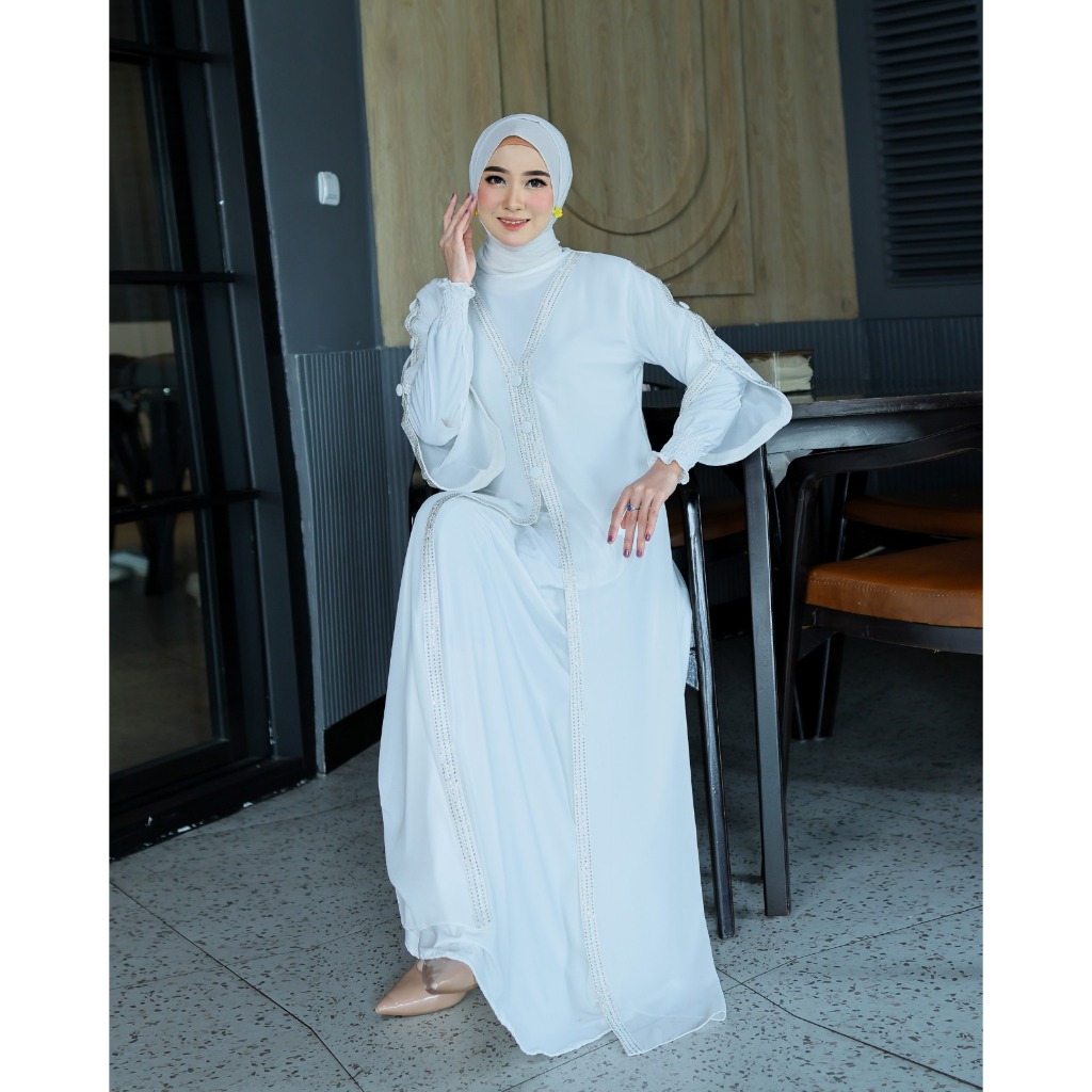 Gamis Abaya Turkey Remaja Terbaru Baju Muslim Wanita Cantik - Miska Putih