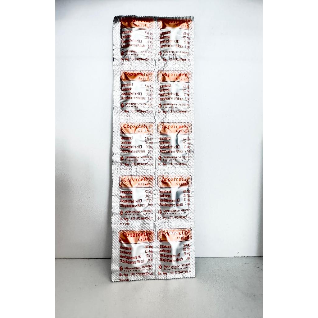 COPARCETIN KAPLET (PER STRIP) UNTUK MERINGANKAN DEMAM, NYERI KEPALA, FLU, HIDUNG TERSUMBAT, DAN BATU