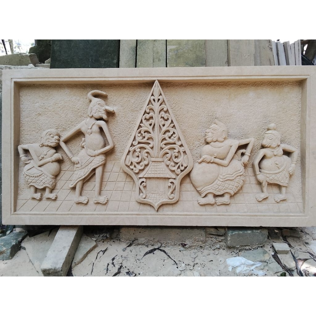 ukiran wayang Punokawan batu alam 50x100