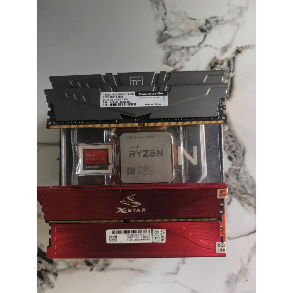 1 procie ryzen 5 5600g + tcrate expert 64gb (32x32) + xstar 16gb (8x8)