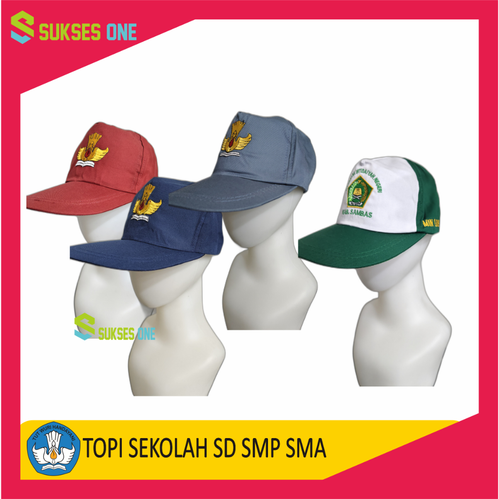 Topi Sekolah MIN/SD/SMP/SMA Karet & Snapback