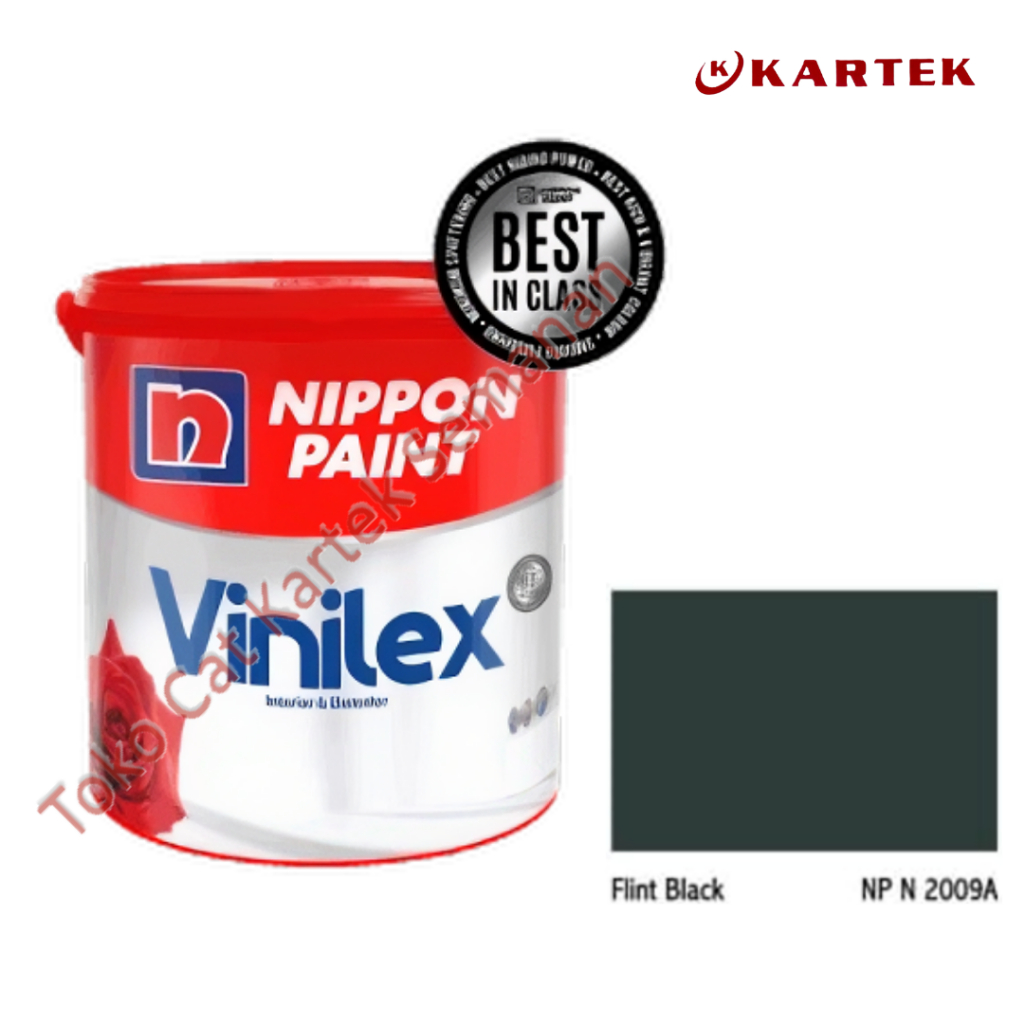 Nippon Paint Vinilex FLINT BLACK NP N 2009A Cat Tembok Interior Eksterior Hitam Abu 1kg 5kg
