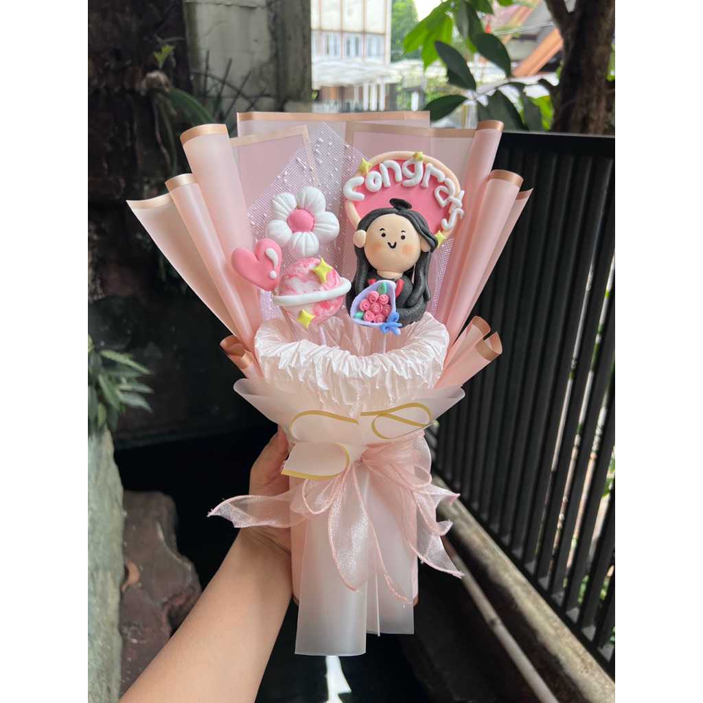 Buket clay | Custom clay bouquet | Buket wisuda | Gift birthday | Clay bouquet flowers | Graduation 