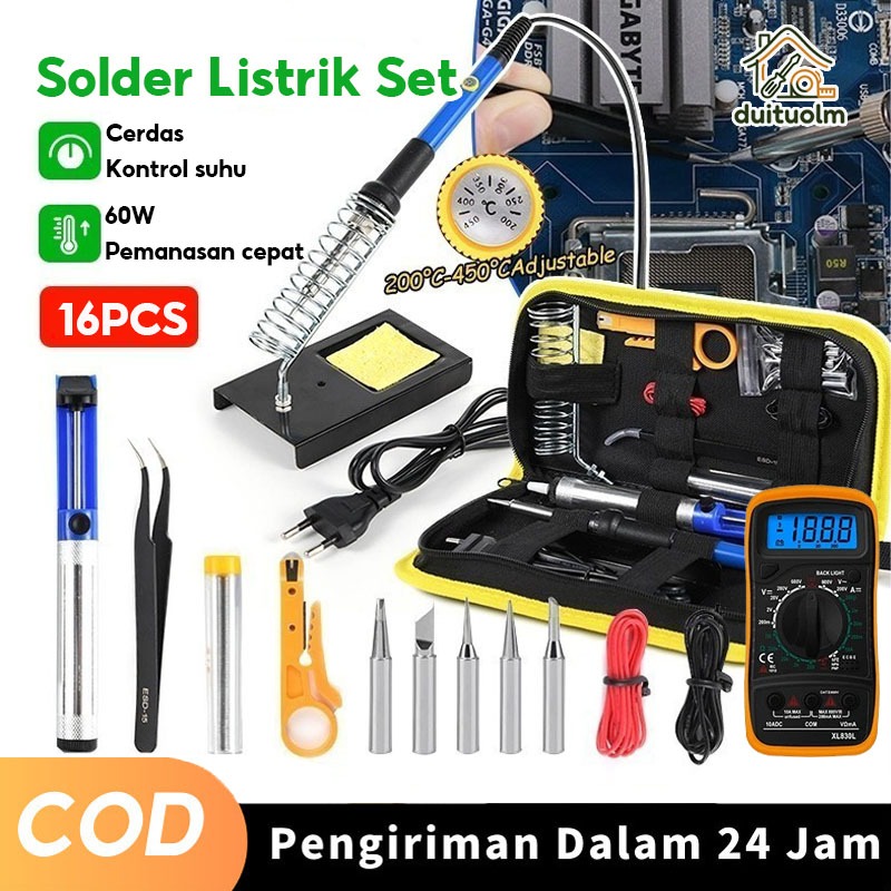duituolm Set Solder Listrik Multimeter Berkualitas Solder Listrik TimahSolder Iron Tool Paket Solder