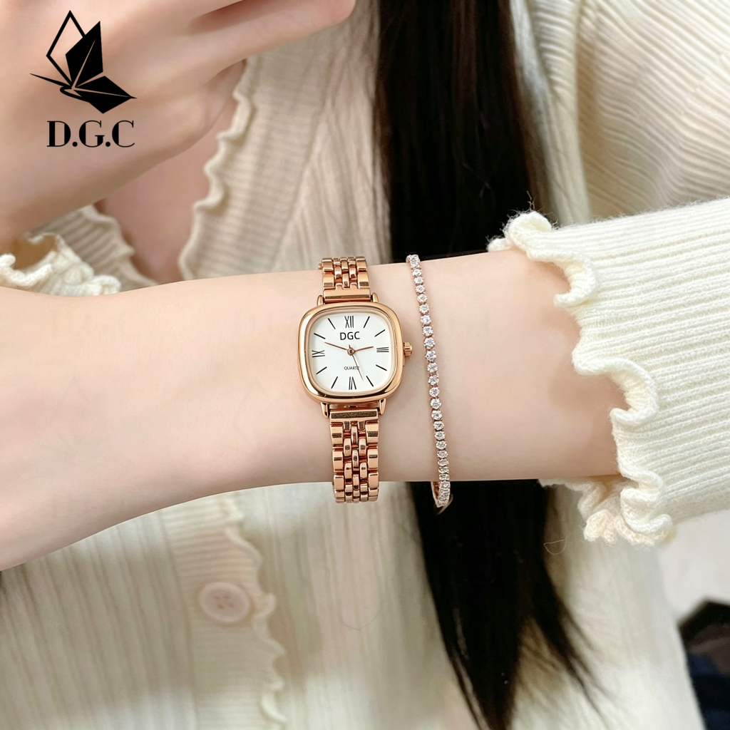 BEST DEALS DGC W671 Jam Tangan Wanita Dgc Rose Gold Dial Persegi Luxury Strap Stainless Fashion