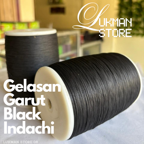 Gelasan Garut Black Metalic Indachi Size 020–023 Panjang 6000 Yard Palet Gading Premium
