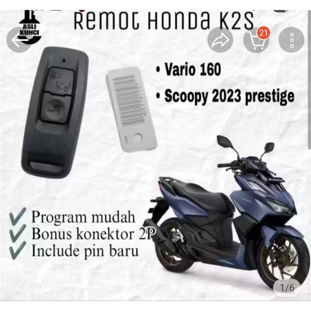 Remote Keyless Vario 160 k2S keyless scoopy 2023