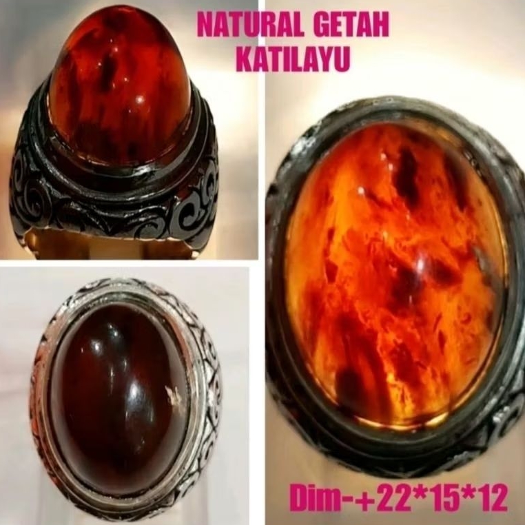 Natural Cincin Batu Getah Katilayu Ring Alpaka Super