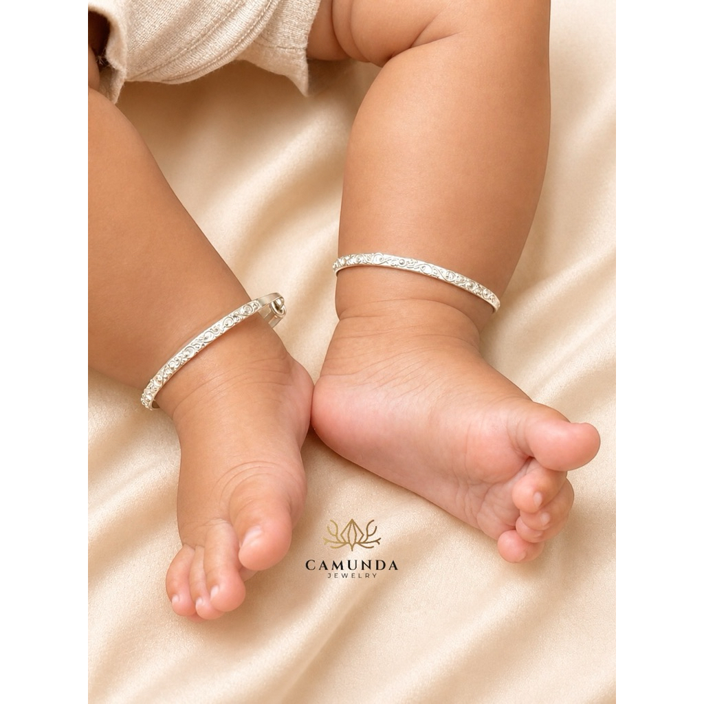 gelang bayi perak motif jejawanan satu set