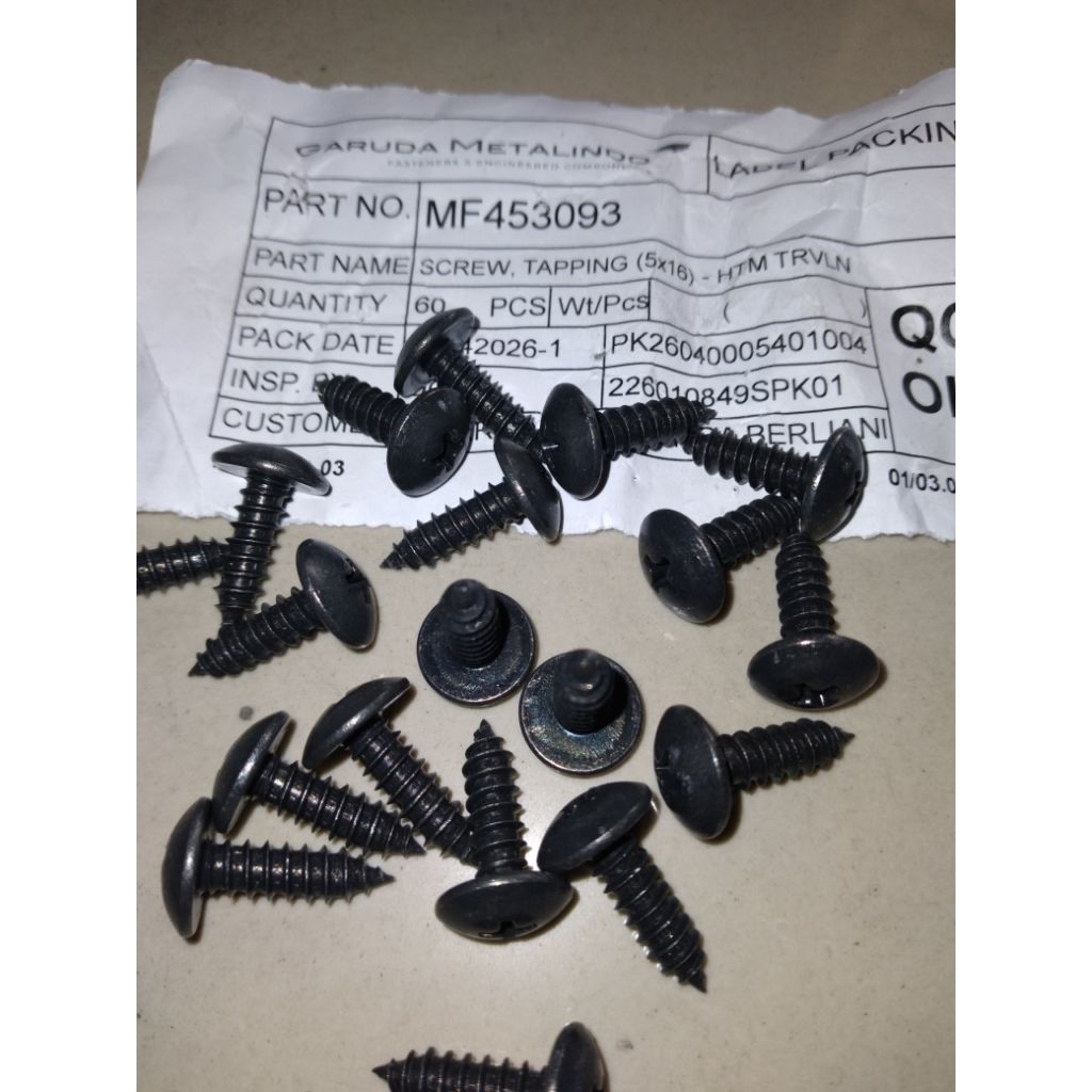 Baut sekrup lancip 5×16 original sesuai gambar