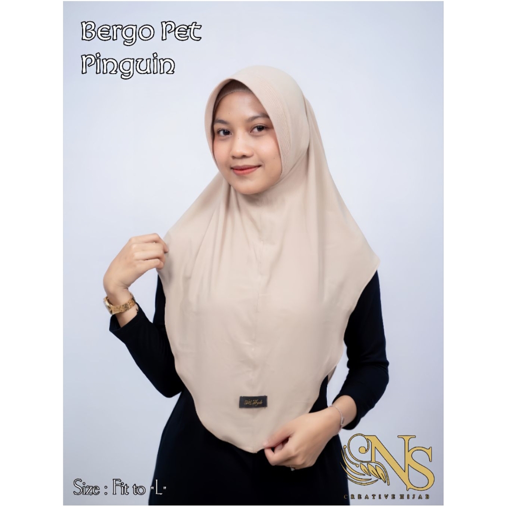 Hijab Bergo Pinguin Pet Standar L Hijab Daily Khimar Simple Jersey Premium by NS Hijab