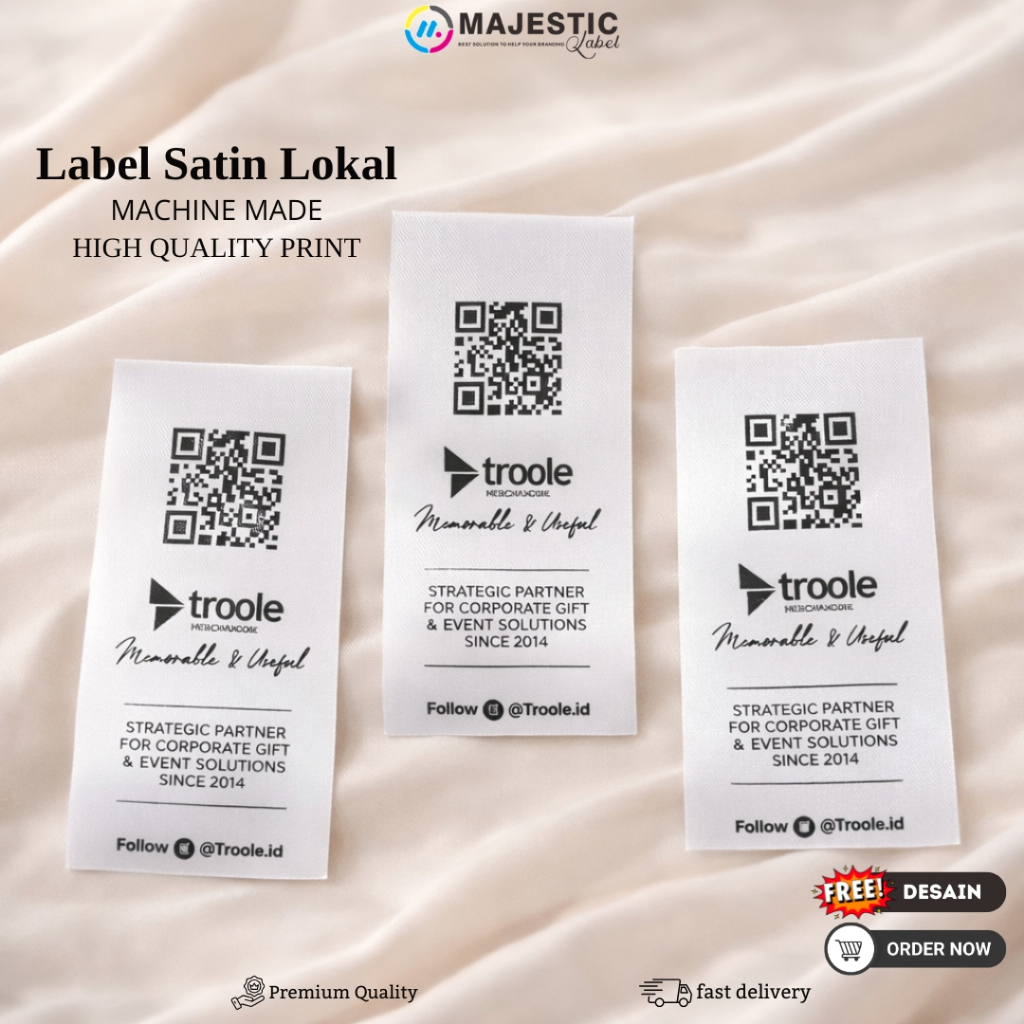 Printing Label satin Tipis Lokal/ Label satin/Label Baju Custom