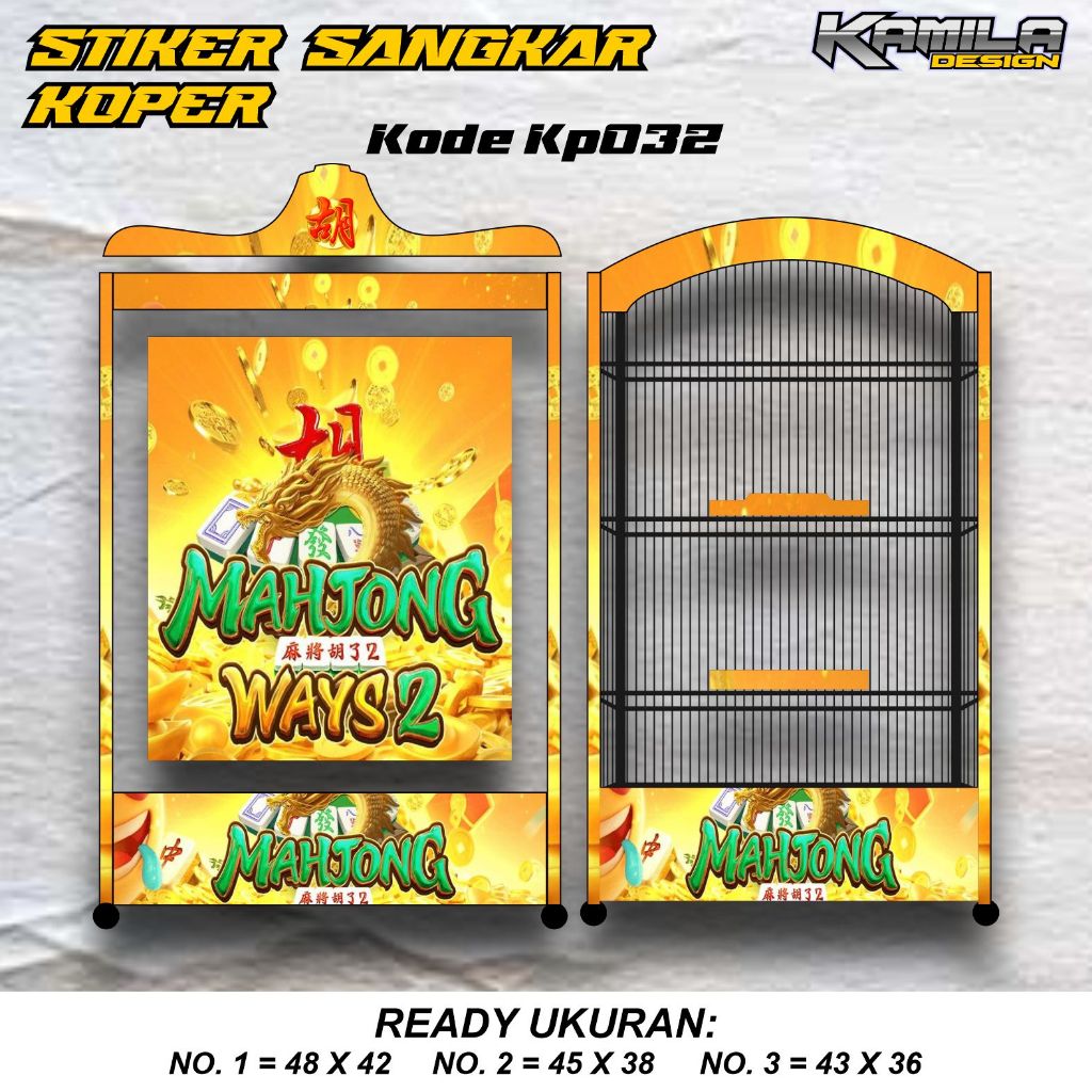 Stiker Decal Sangkar Burung Model Terbaru Motif Mahjong